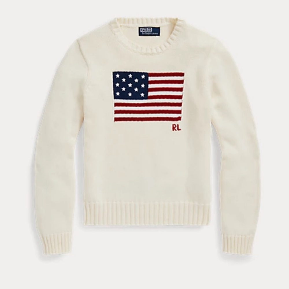 Ralph Lauren American Flag Cream Sweater